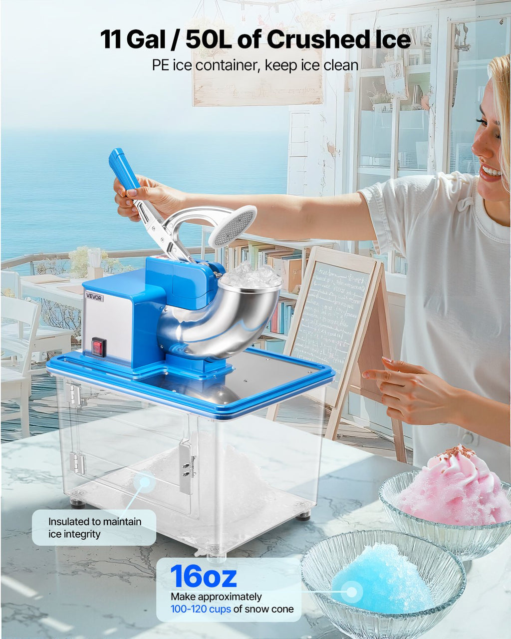 Commercial Ice Crusher/Electric Shaved Ice Snow Cone Maker