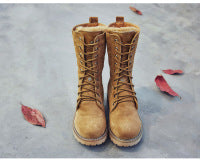 Women's High-top Leather Padded Warm Snow Boots