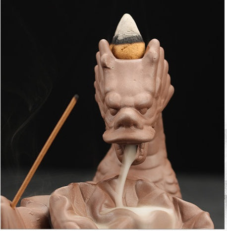 Purple Sand Dragon Backflow Smoke Incense Burner Tower Incense Sandalwood Agarwood Incense Burner Aroma Diffuser Home Office +
