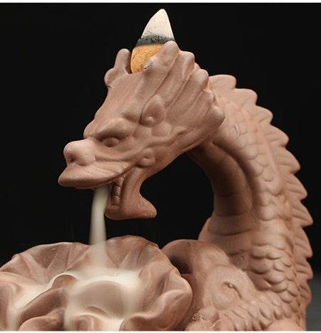 Purple Sand Dragon Backflow Smoke Incense Burner Tower Incense Sandalwood Agarwood Incense Burner Aroma Diffuser Home Office +