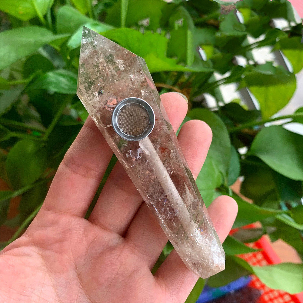 Natural Rough Polished Polished Crystal Smoking Pipe Foreign Six-Sided Single-Pointed Smoking Pipe