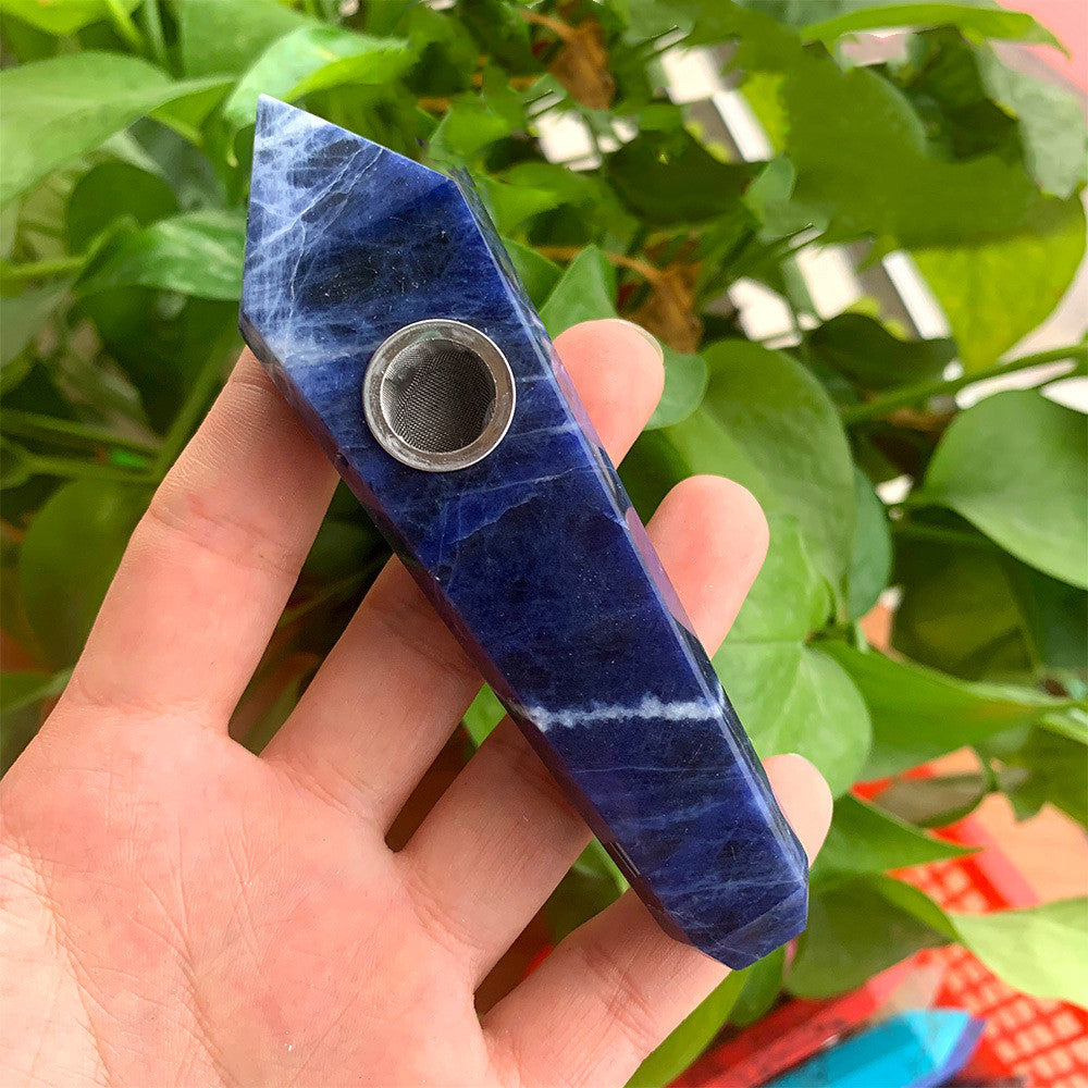 Natural Rough Polished Polished Crystal Smoking Pipe Foreign Six-Sided Single-Pointed Smoking Pipe