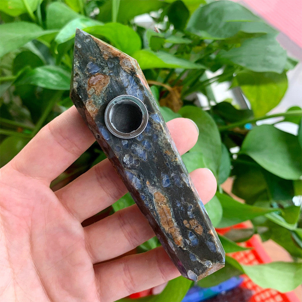 Natural Rough Polished Polished Crystal Smoking Pipe Foreign Six-Sided Single-Pointed Smoking Pipe