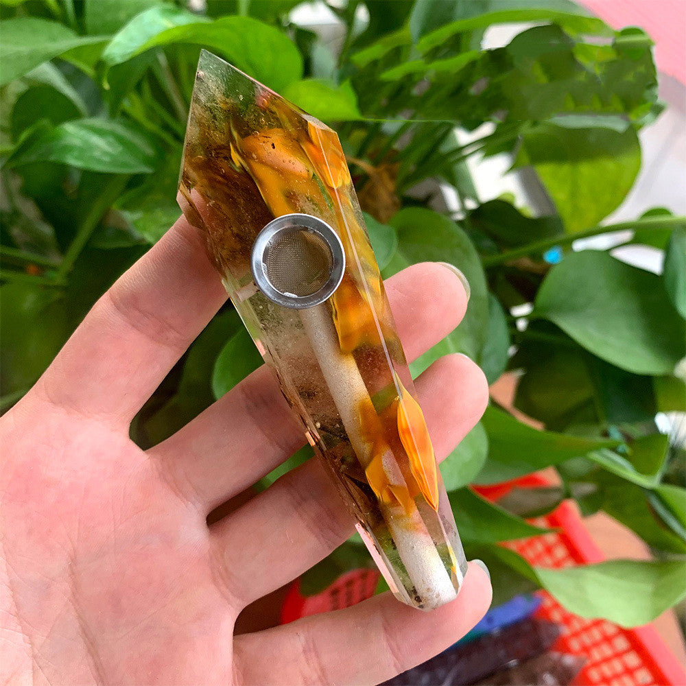 Natural Rough Polished Polished Crystal Smoking Pipe Foreign Six-Sided Single-Pointed Smoking Pipe