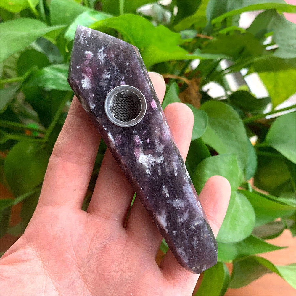 Natural Rough Polished Polished Crystal Smoking Pipe Foreign Six-Sided Single-Pointed Smoking Pipe