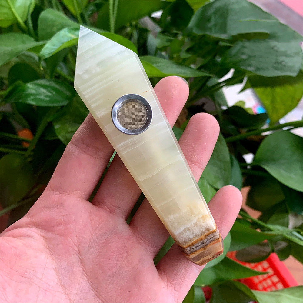 Natural Rough Polished Polished Crystal Smoking Pipe Foreign Six-Sided Single-Pointed Smoking Pipe