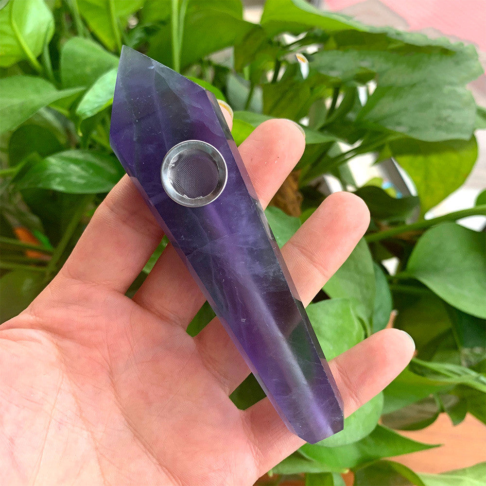 Natural Rough Polished Polished Crystal Smoking Pipe Foreign Six-Sided Single-Pointed Smoking Pipe