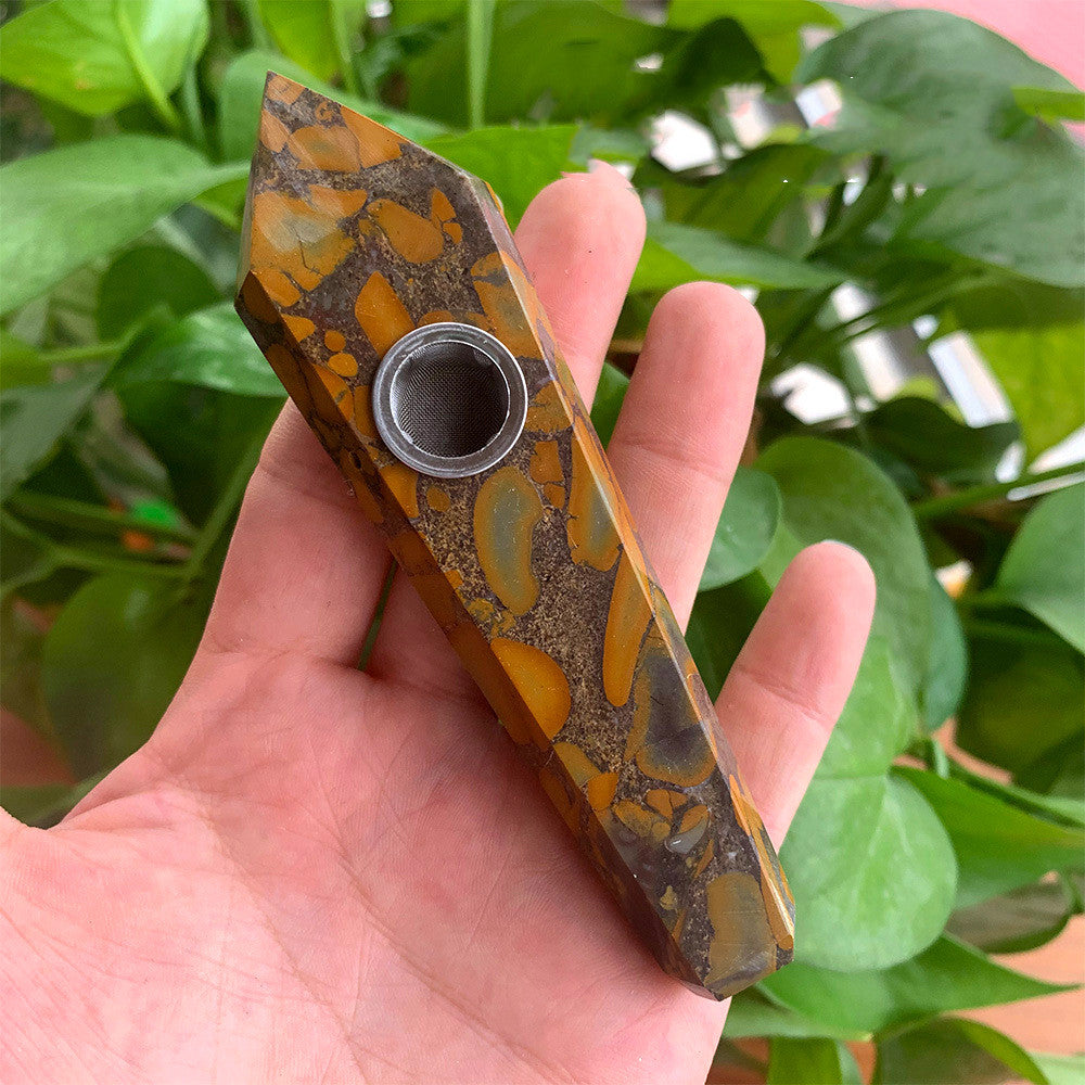 Natural Rough Polished Polished Crystal Smoking Pipe Foreign Six-Sided Single-Pointed Smoking Pipe