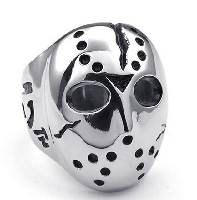 Mens Friday The 13th Stainless Steel Biker Block Ring
