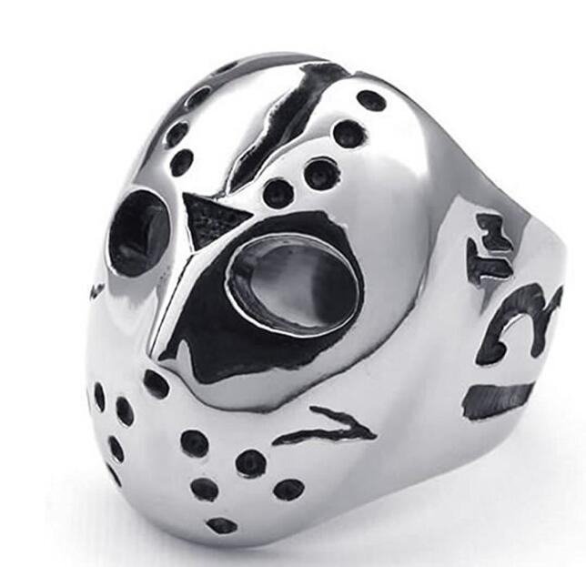 Mens Friday The 13th Stainless Steel Biker Block Ring