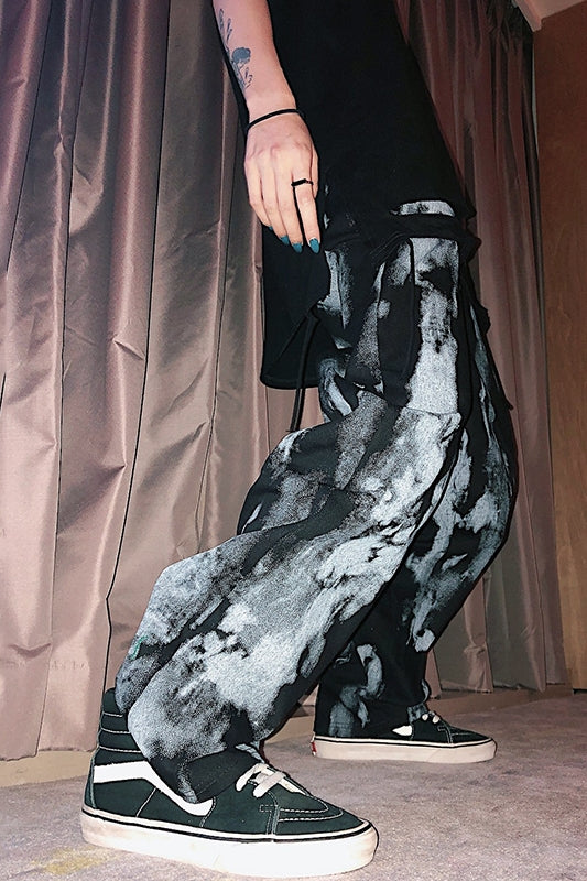 Ink tie-dyed trousers