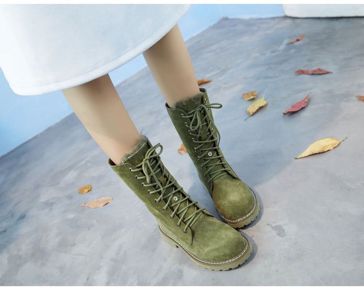 Women's High-top Leather Padded Warm Snow Boots