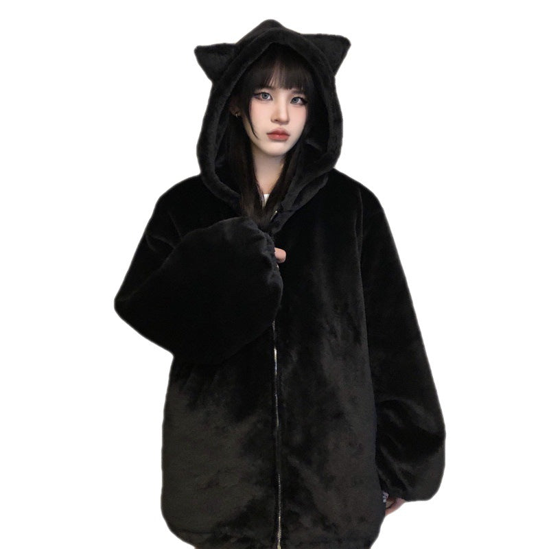 Thickened Pointy Ears Coat Cotton Clothes Women's Clothes