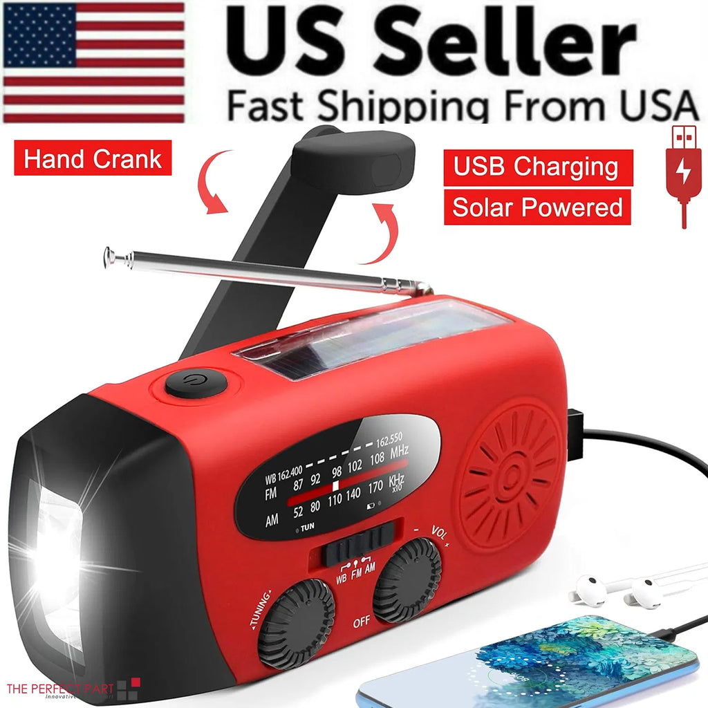 Emergency Radio Crank Solar Hand Weather Power Bank Charger Light