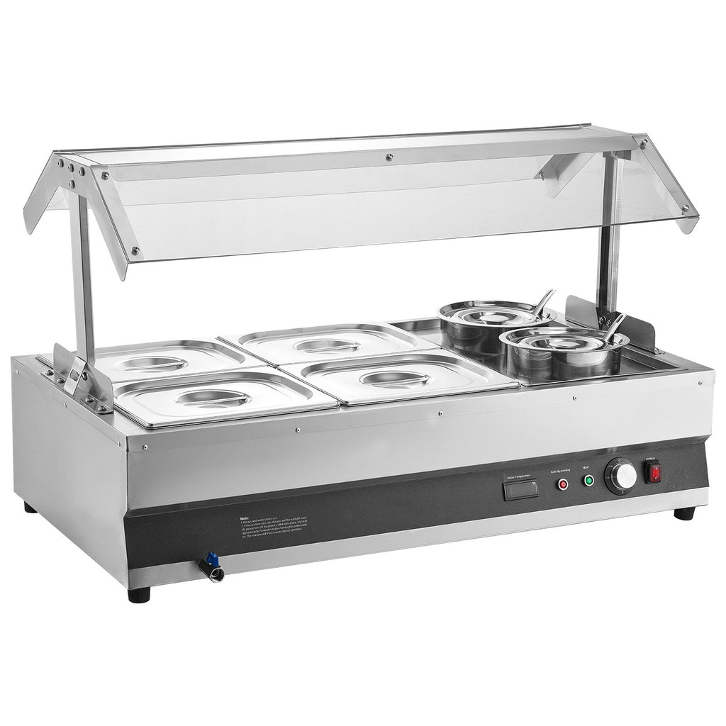 Commercial Warmer FOOD & Soup Station With Cover 2-Pot & 4-Pan Kettle