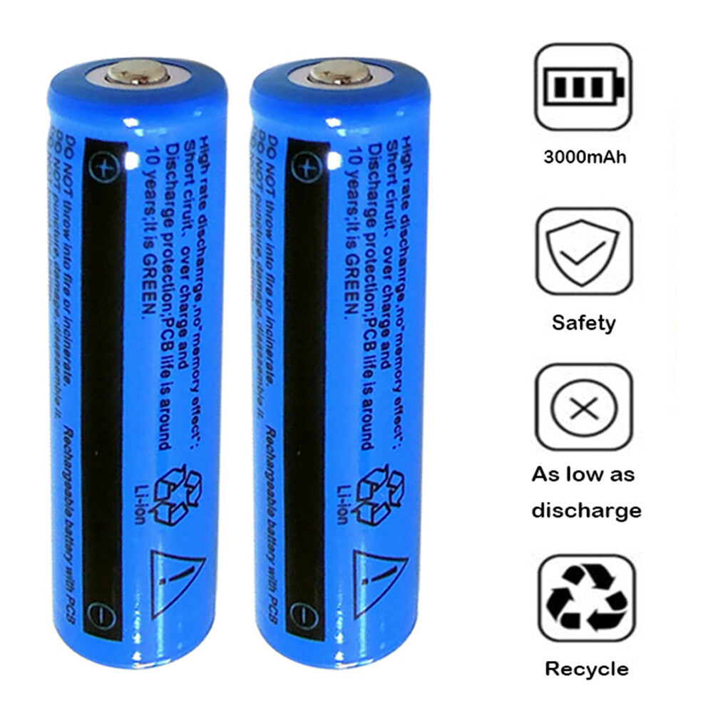 Li-ion Battery&Charger 3000mAh 3.7V Rechargeable Batteries USB Charger For Torch Flashlight