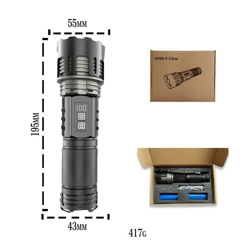 Black Friday Multi-functional High-Power All-in-One Variable Zoom Strobe Tactical Flashlight With Soft Camping Lamp