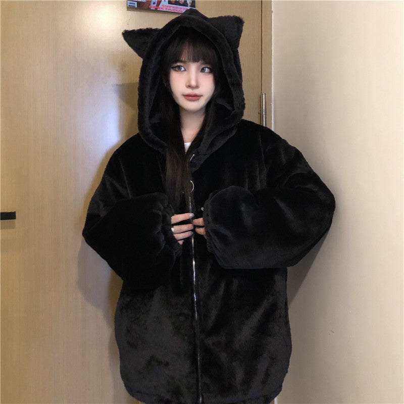 Thickened Pointy Ears Coat Cotton Clothes Women's Clothes