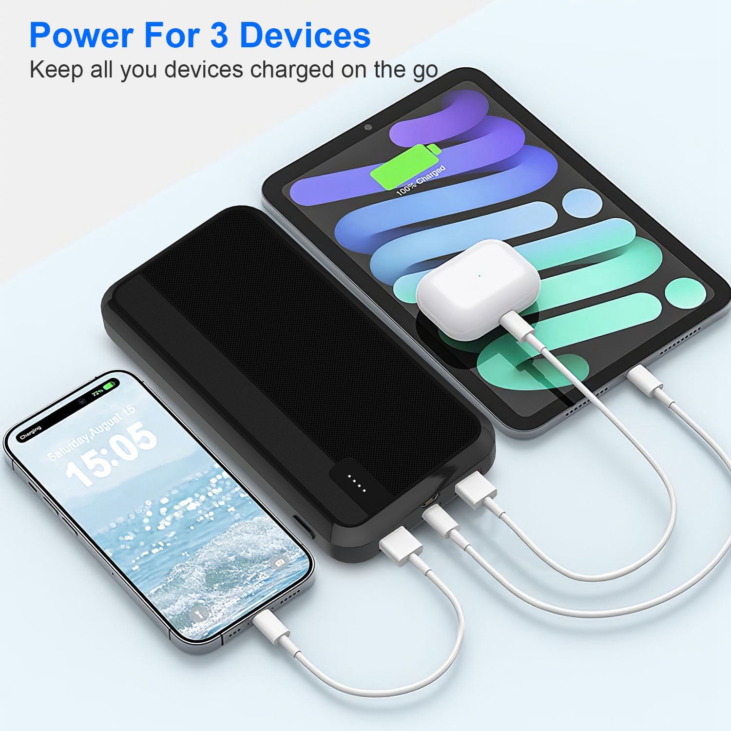 1Pc 10000mAh Or 20000mAh Optional PD22.5W Fast Charging Power Bank Fast Charger Portable Phone Charger With Type-C USB Cable Fit For IOS Phone 16 Samsung Galaxy S24 And More