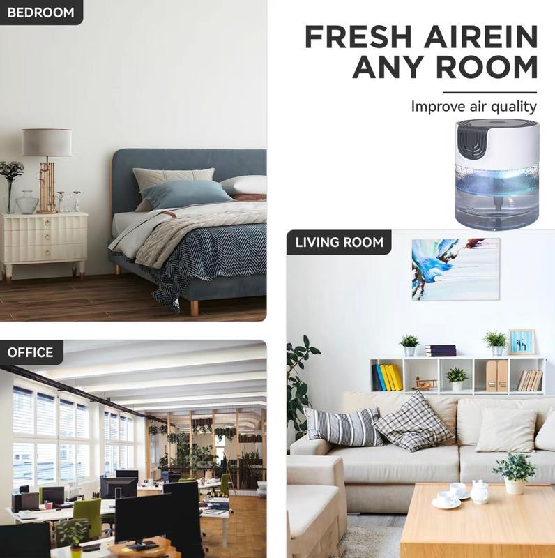 Air Purifier -Air Cleaner With LED Night Colourful Light, For Home And Office. Small Essential Oil Aroma Diffuser For Smoke, Pets