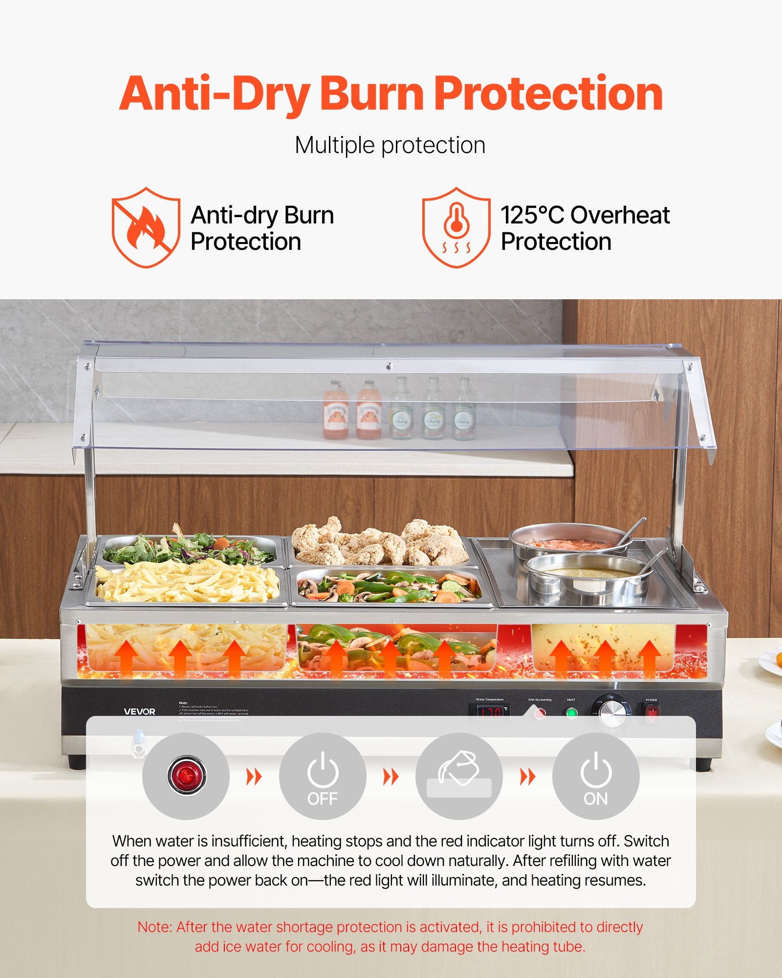 Commercial Warmer FOOD & Soup Station With Cover 2-Pot & 4-Pan Kettle