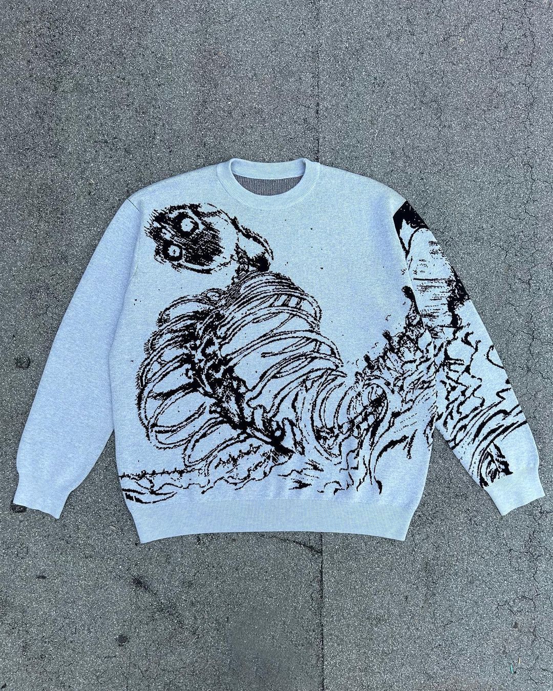 Y2g Sweater Gothic Skeleton Pullover