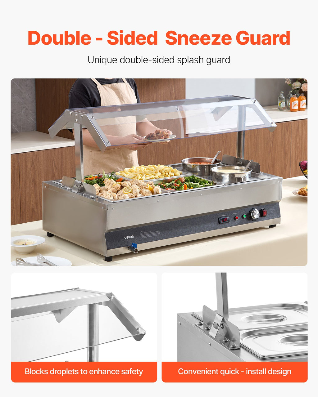 Commercial Warmer FOOD & Soup Station With Cover 2-Pot & 4-Pan Kettle