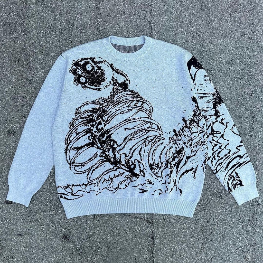 Y2g Sweater Gothic Skeleton Pullover