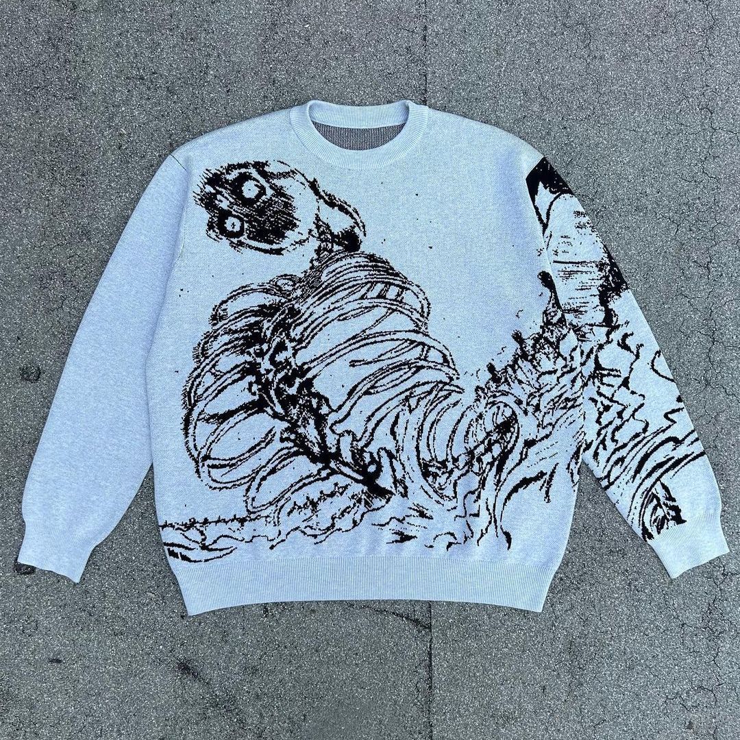 Y2g Sweater Gothic Skeleton Pullover