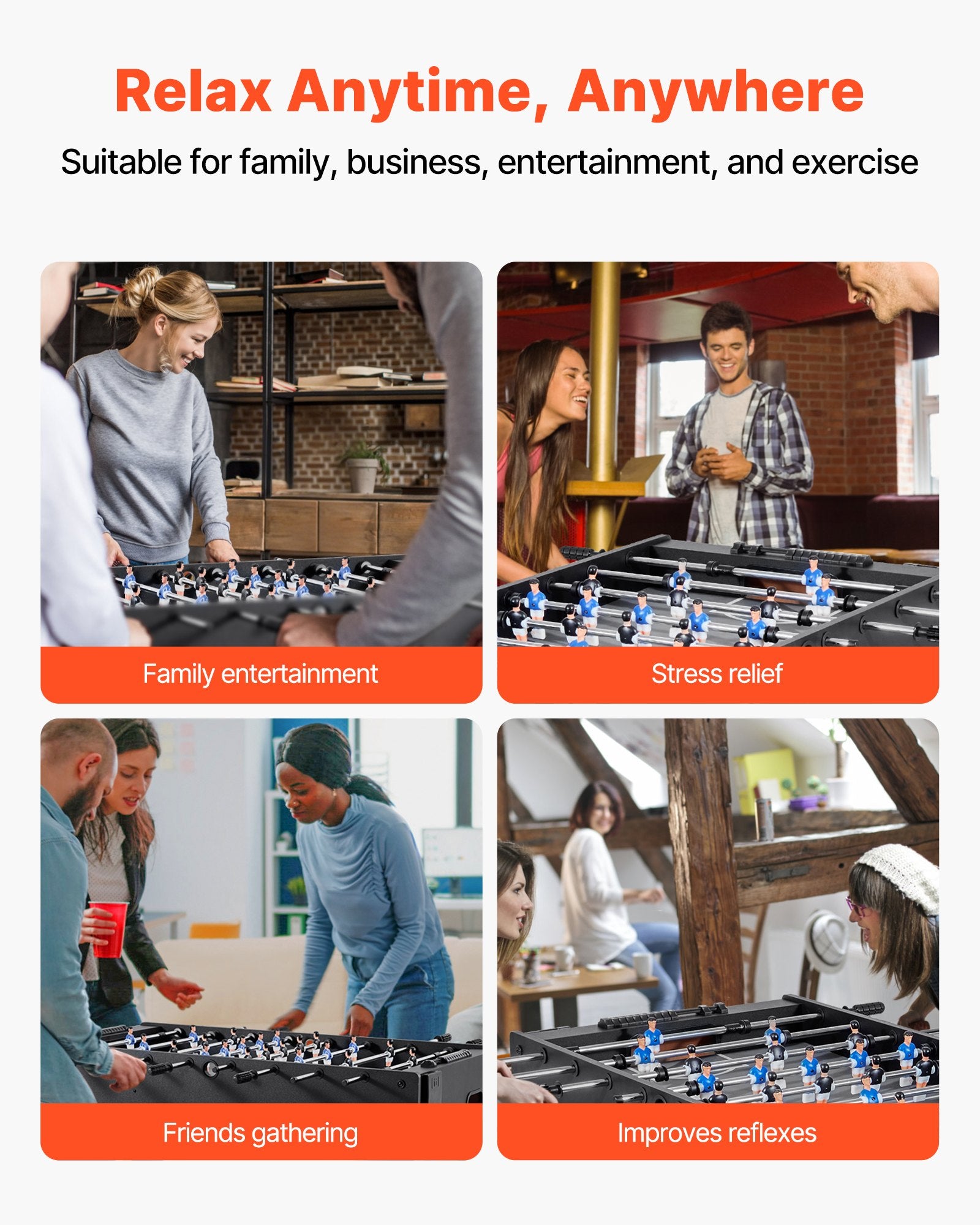 Foosball Table, 121 Cm Standard Size Table, Extremely Cool Indoor Full Size Foosball Tables For Home, Family, And Game Room, Durable Soccer Set, Includes 2 Balls, Score Keeper, And 2 Cup Holders