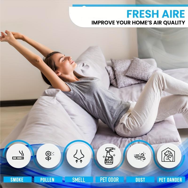 Air Purifier -Air Cleaner With LED Night Colourful Light, For Home And Office. Small Essential Oil Aroma Diffuser For Smoke, Pets