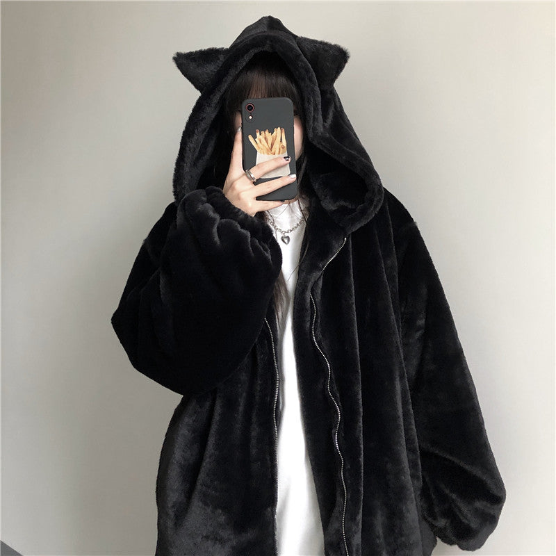 Thickened Pointy Ears Coat Cotton Clothes Women's Clothes