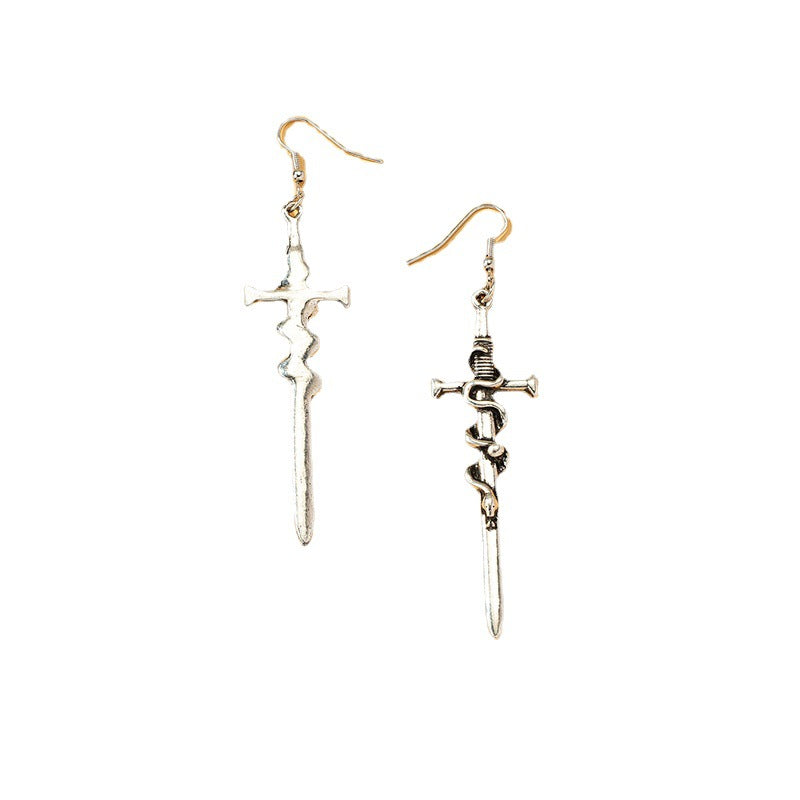 Gothic Sword Earrings Retro Punk Style