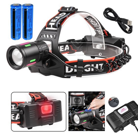 LED Headlamp USB Rechargeable Head Torch Zoom Headlight Lamp Super Bright Flashlight Work Light 3 Modes