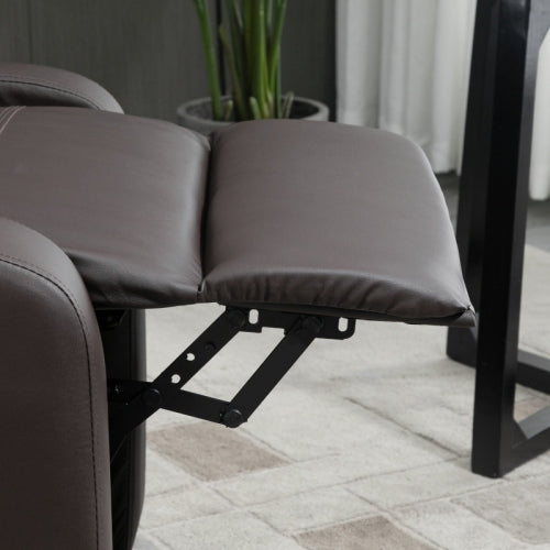 Recliner Armchair, Massage Faux Leather Push Back Reclining Chair With Adjustable Leg Rest, Side Pocket, For Home Living Room Theatre, Brown HOMCOM