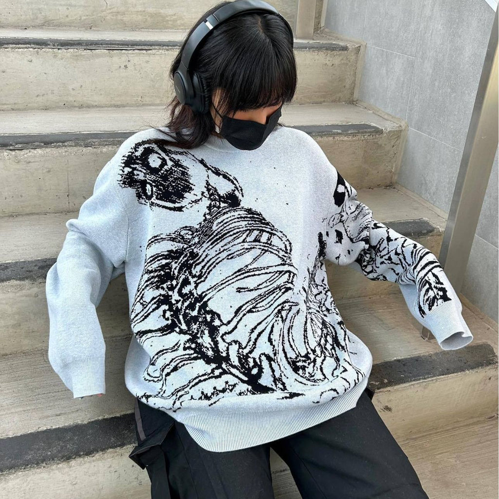Y2g Sweater Gothic Skeleton Pullover