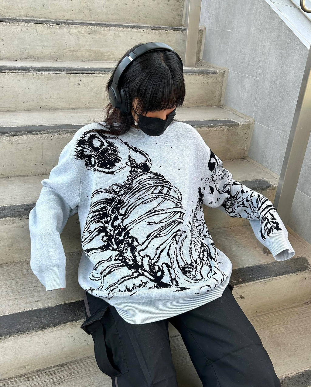 Y2g Sweater Gothic Skeleton Pullover