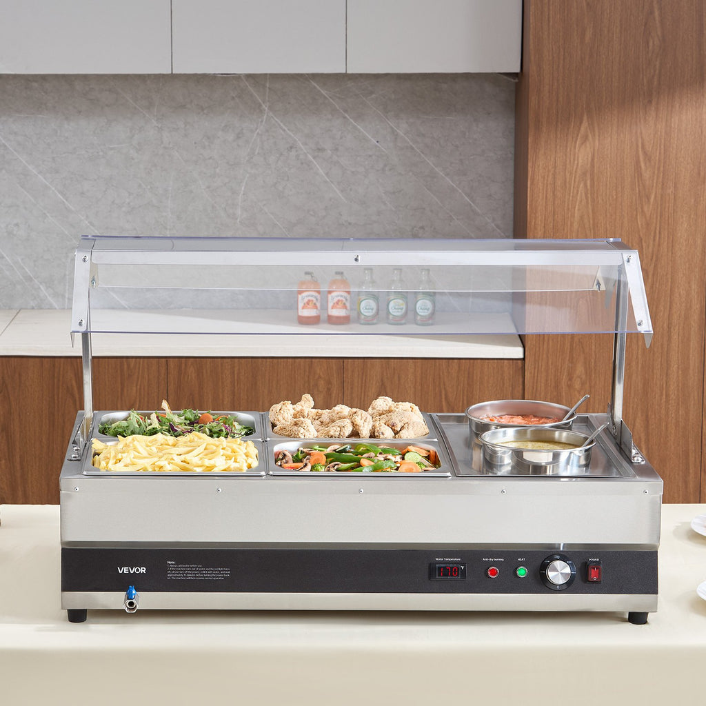 Commercial Warmer FOOD & Soup Station With Cover 2-Pot & 4-Pan Kettle