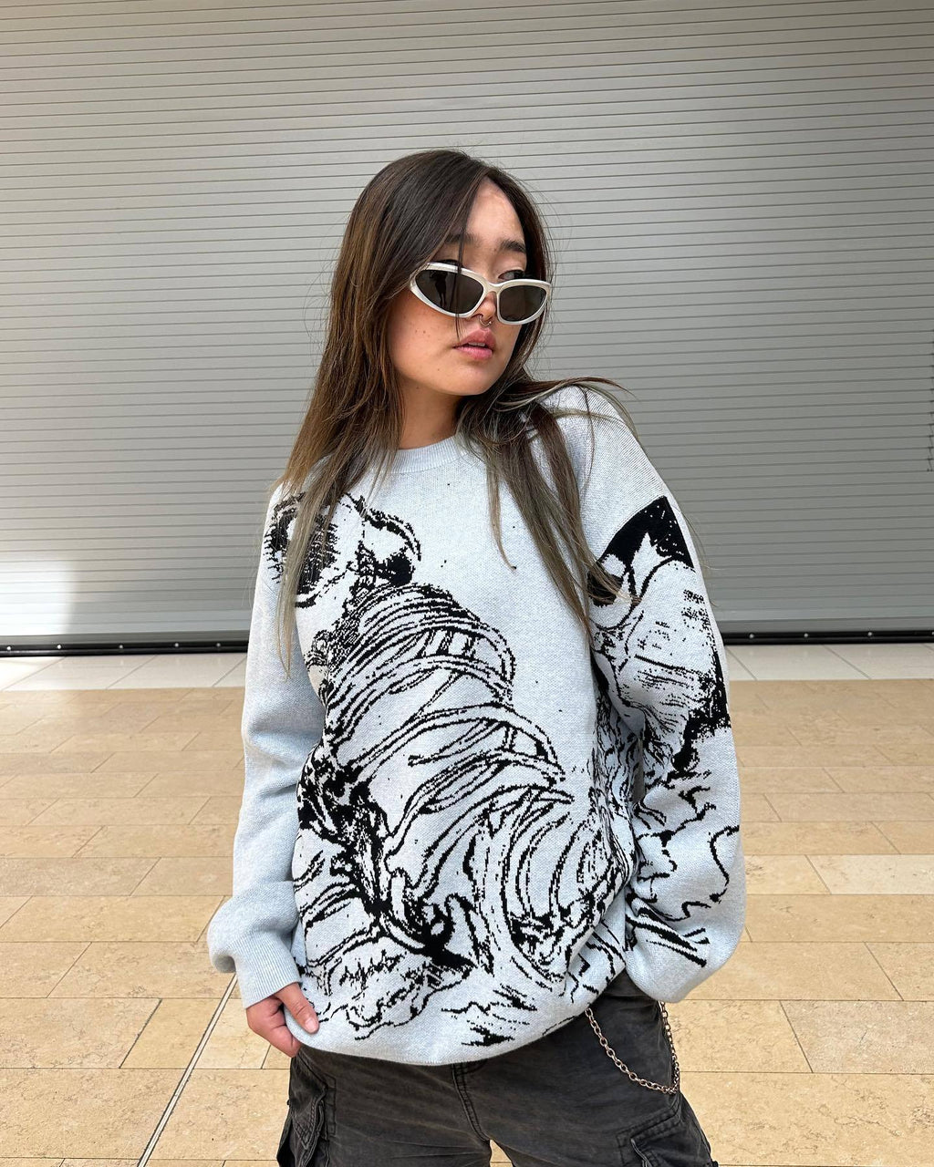 Y2g Sweater Gothic Skeleton Pullover