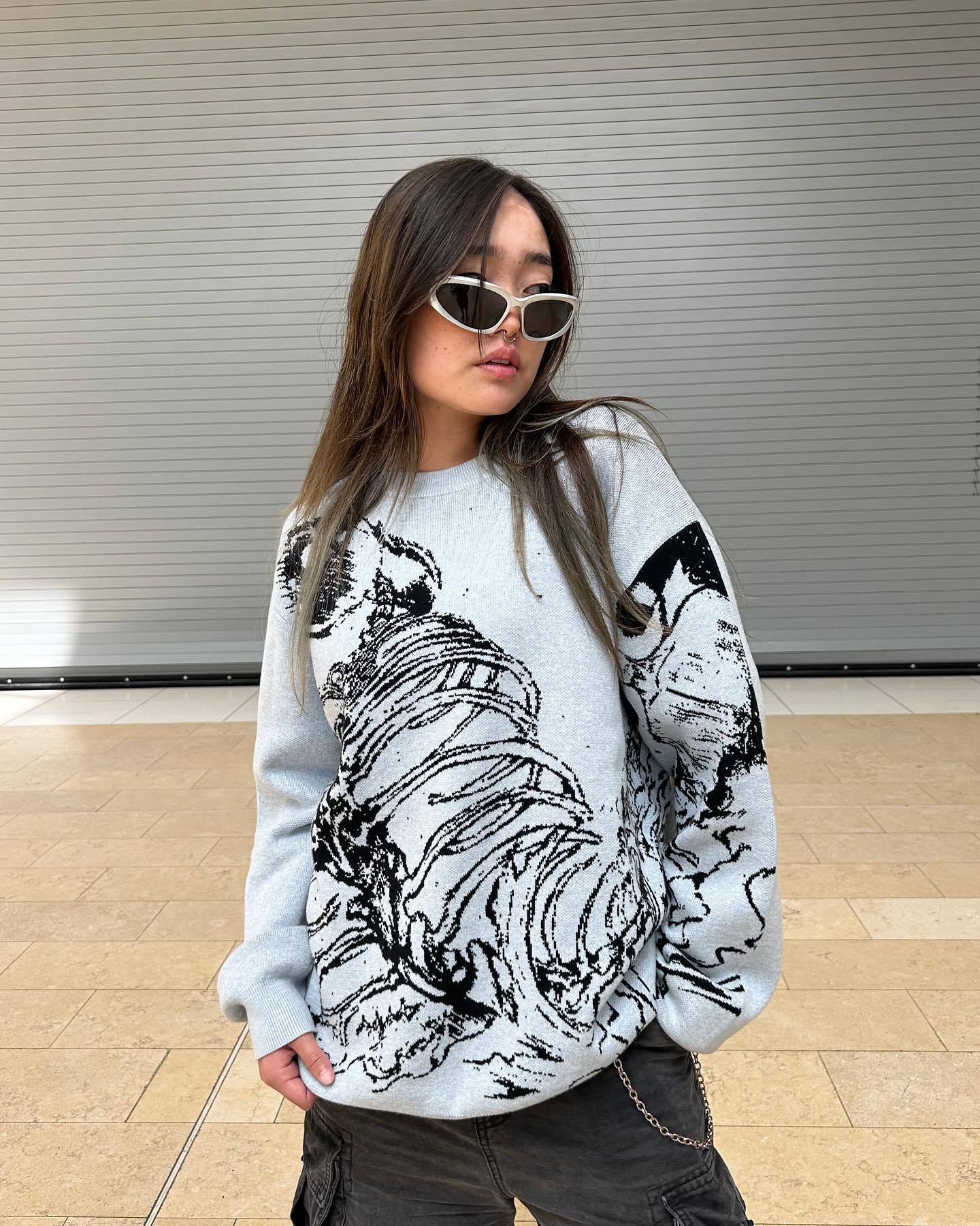 Y2g Sweater Gothic Skeleton Pullover